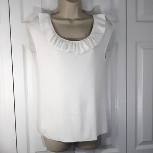 Talbots Knit White Sleeveless Cotton Blend Size Top Medium
